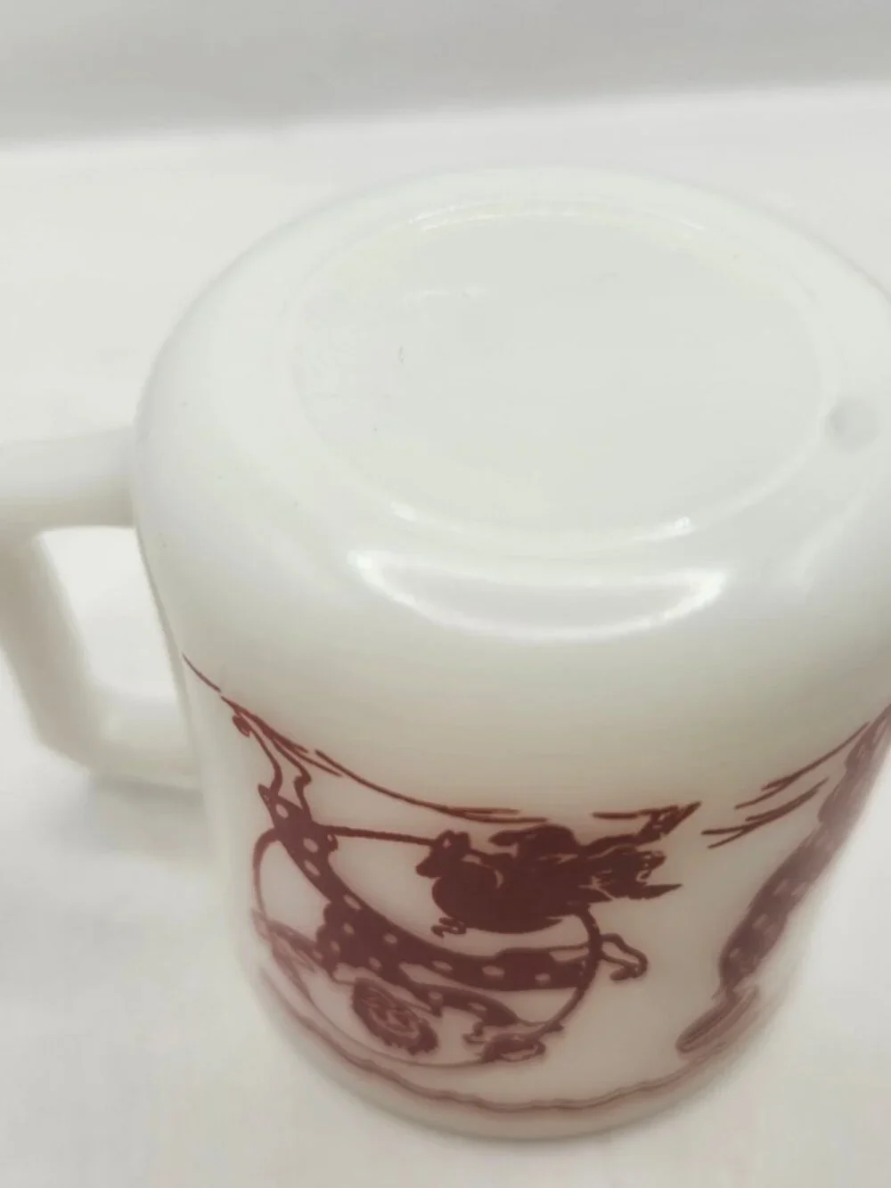 Vintage Hazel Atlas Milk Glass Circus Theme Child's Mug